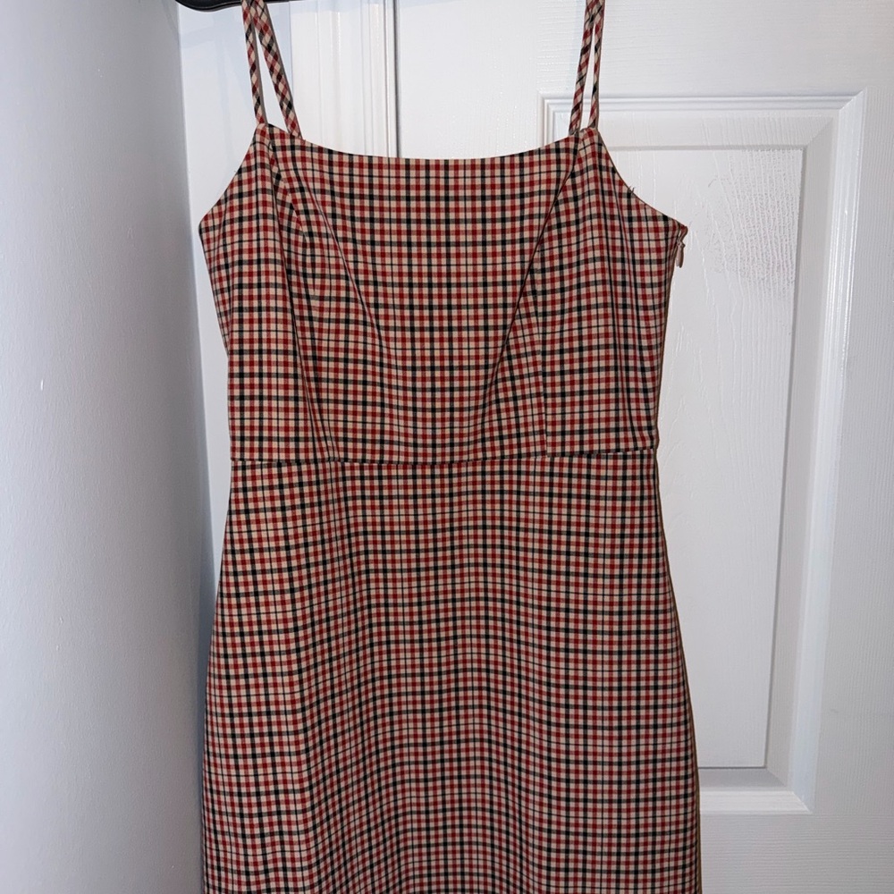 Wilfred Red and Black Checkered Midi Dress